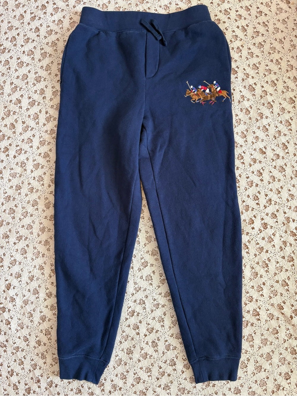 Polo Ralph Lauren Boy’s Triple Pony Fleece Joggers Navy Blue Size Medium (10/12)